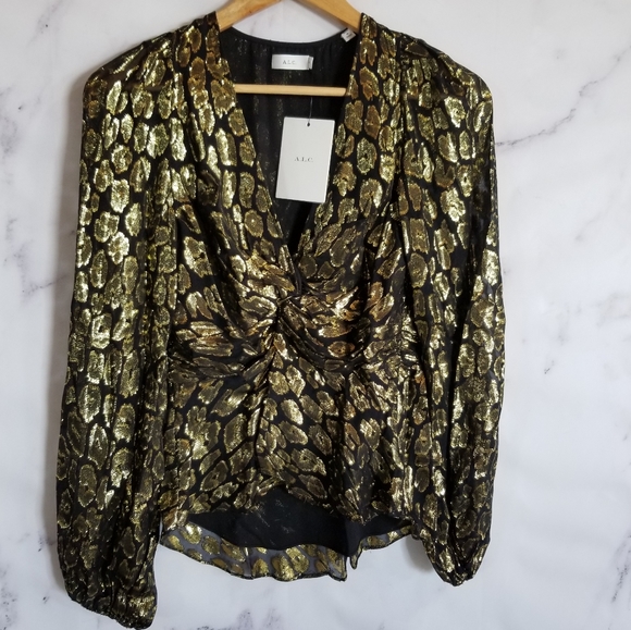 A.L.C Logan Long Sleeve Twist Front Blouse Top, 6 - Picture 4 of 16